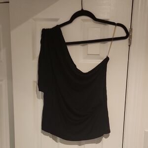 Costa Blanca One-Shoulder Black Tank Top